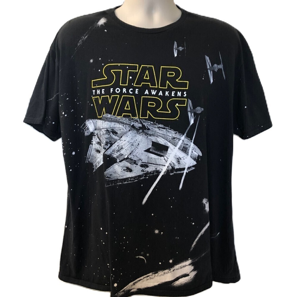 Star Wars The Force Awakens Men's Unisex Black Graphic T-Shirt Tee 2XL